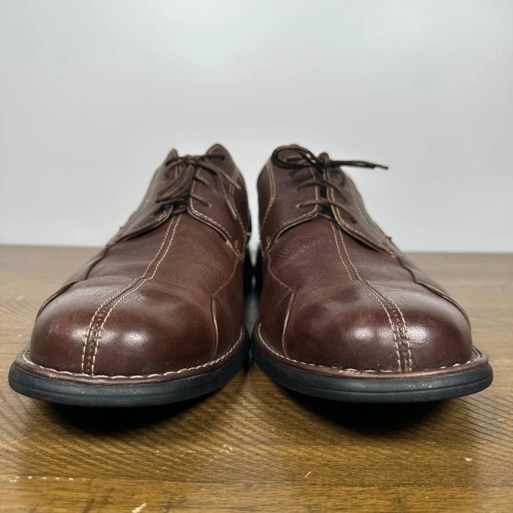 Johnston & Murphy Shoes Mens 10 Brown Leather Shuler Bicycle Toe Oxford Brazil